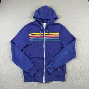 Aviator Nation Hoodie Women S Lavender 5 -Stripe Full Zip Sweatshirt Fleece USA